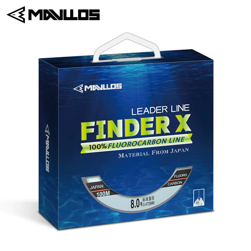 Finder-X Fishing Carbon Line 50 100M 100% Fluorocarbon Leader Line Strong Monofilament Sink Fishing Line Invisible