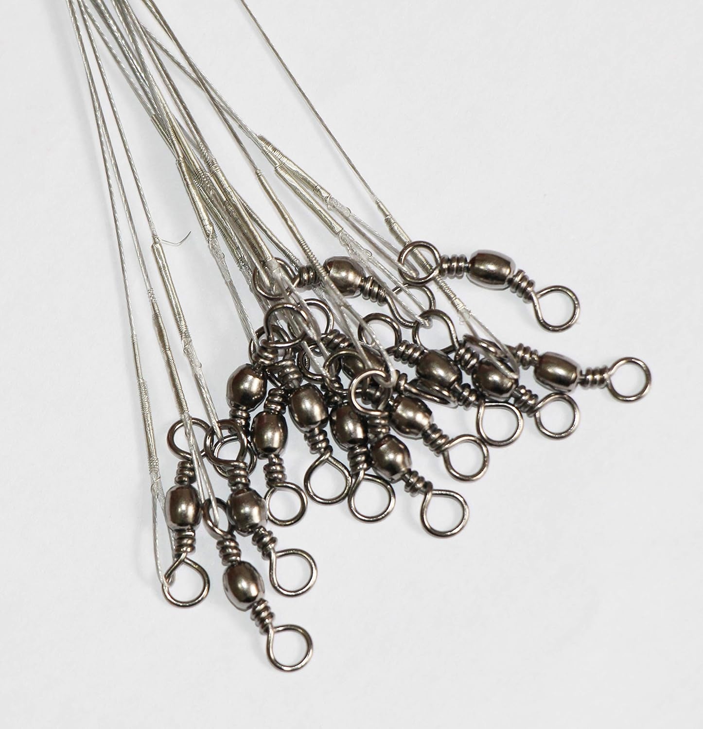 20Pcs Wire Leader Hook Rigs Baitholder Fishing Hook Nylon Coated Fishing Wire Leader with Swivel