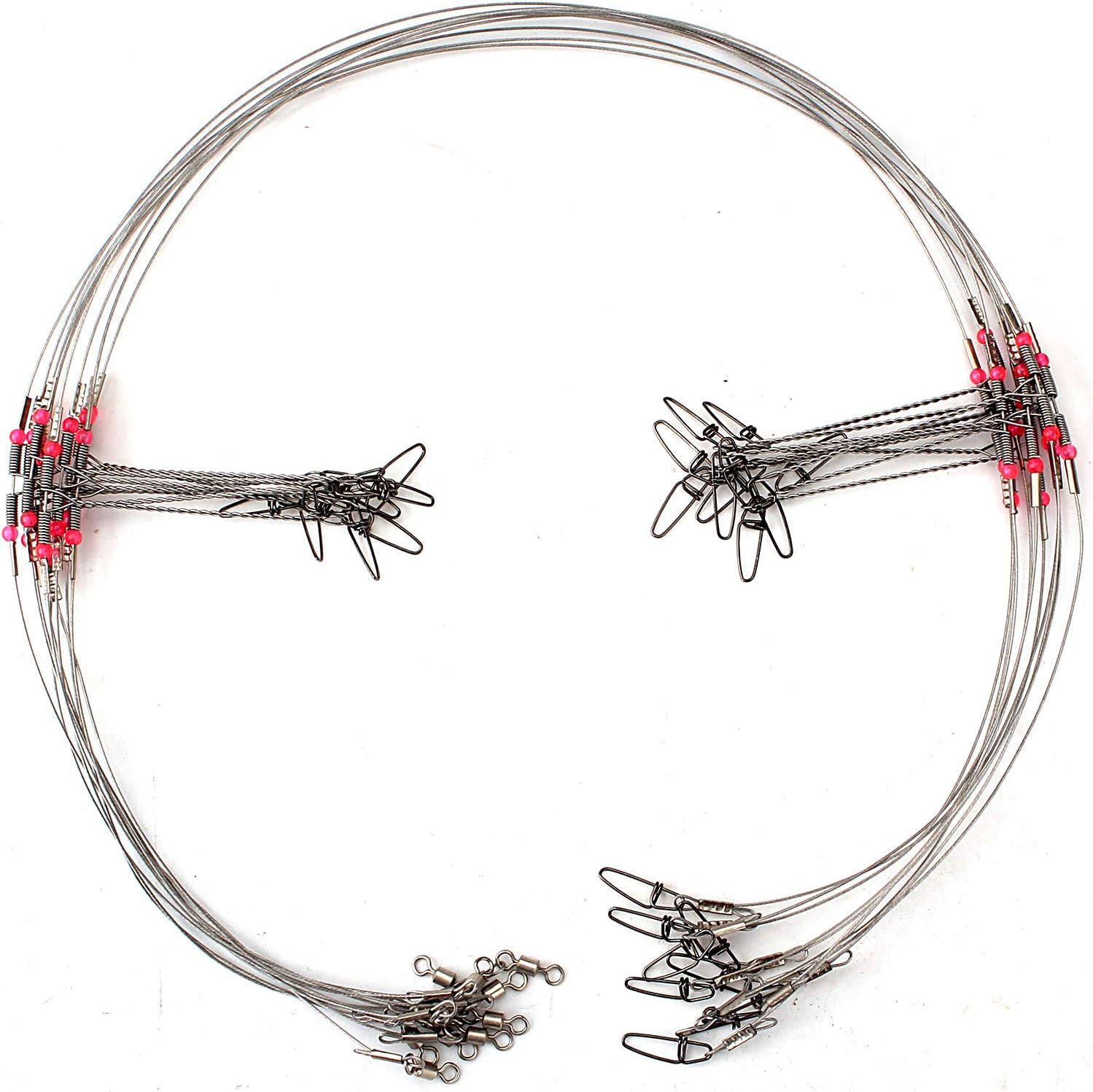 Fishing Tackle Leaders, Hi-Low Rig, Wire Leader with Swivel Snap Assortment Stainless Steel Fishing Gear Gift Connect Lures Bait Rig Hooks