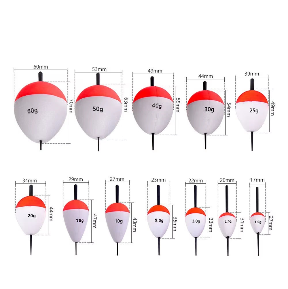 10Pcs/Lot Foam Fishing Float Bobber Floating 0.8G-60G Buoy Flotador Boias De Pesca Fishing Light Stick Tube for Fishing Tackle