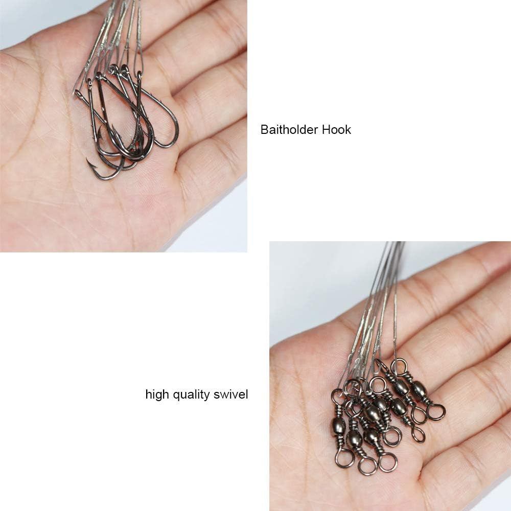 20Pcs Wire Leader Hook Rigs Baitholder Fishing Hook Nylon Coated Fishing Wire Leader with Swivel